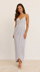 Charlotte Draped Maxi Dress Silver