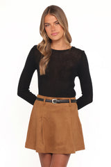 Charles Faux Suede Mini Skirt Camel