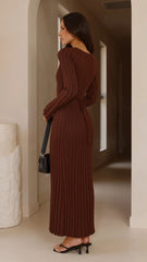 Cyra Long Sleeve Maxi Dress Chocolate