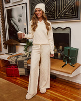 Eliah Knit Diamond Pattern Wide Leg Pants