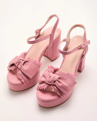 Ariane Frayed Trim Platform Heels