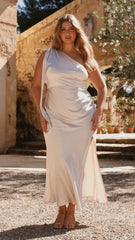 Halle One Shoulder Maxi Dress Champagne