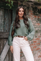 Lakelyn Textured Knit Sweater Khaki