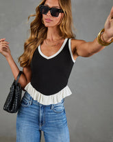 Polished Mode Color Block Peplum Tank Top