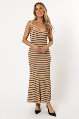 Henry Striped Midi Dress Beige Black
