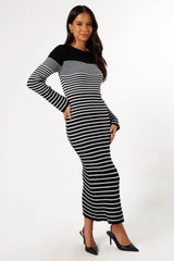 Camy Long Sleeve Midi Dress Black White