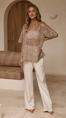Varni Oversized Sequins Tee Mocha