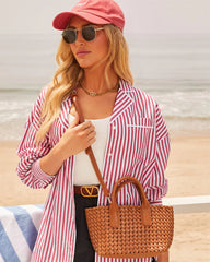 Picnic Date Woven Top Handle Tote Bag
