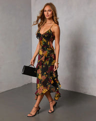 Garden Bliss Floral Tiered Midi Dress