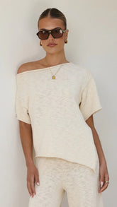 Cascadia Off Shoulder T Shirt Cream