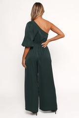 Hedda One Shoulder Jumpsuit Emerald