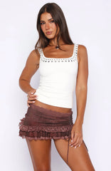 Lets Play Studded Tank Top White