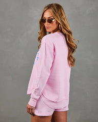 Newport Beach Babe Knit Fleece Graphic Sweatshirt