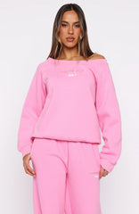 Vol 1 Off Shoulder Sweater Bubblegum
