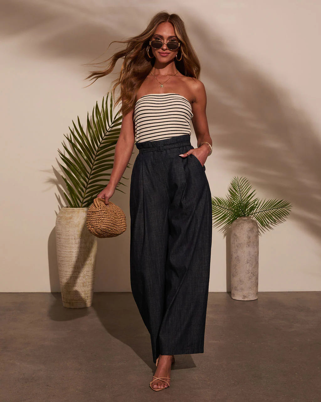 Jovanni Strapless Belted Jumpsuit