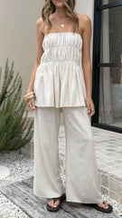 Maison Strapless Top Pants Set Oat
