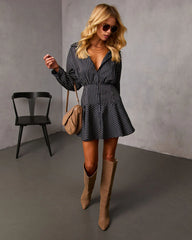 Margen Pinstripe Fit And Flare Mini Shirt Dress