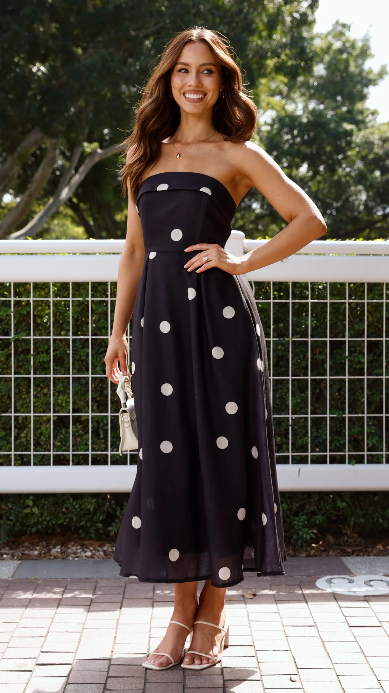 Tahlia Midi Dress Black Polka Print