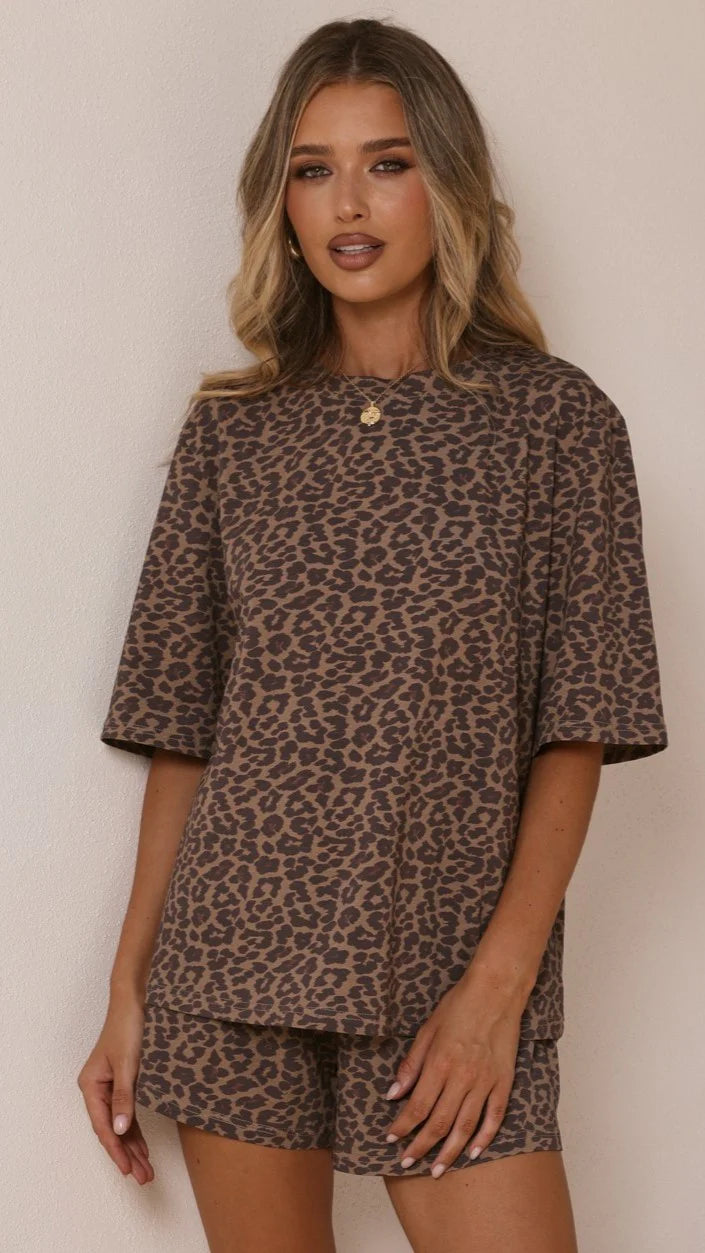 Bobby Crew Neck Tee Leopard Print