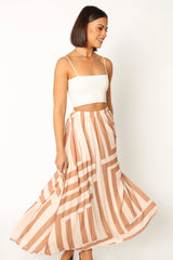 Elke Pleat Midi Skirt Tan