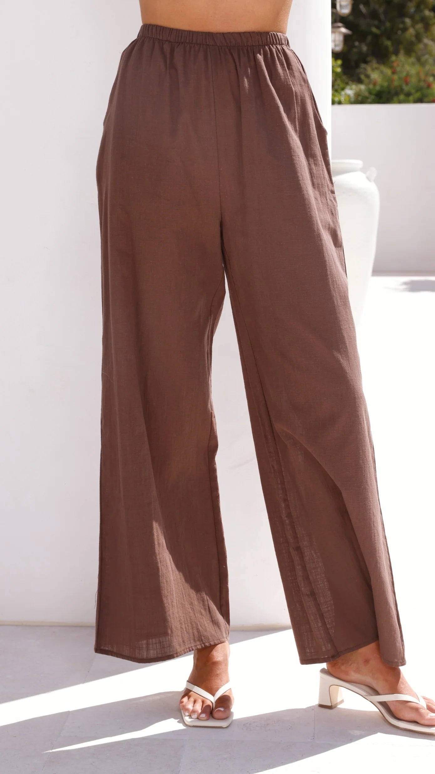 Talia Strapless Top and Pants Set Brown