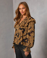 Maicie Paisley Mock Neck Top