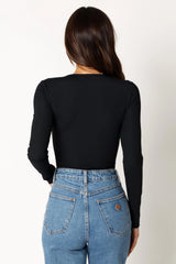 Pia Long Sleeve Bodysuit Black