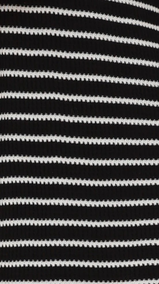 Lacole Button Up Shirt and Shorts Set Black White Stripe
