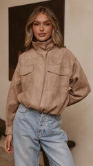 Josh Funnel Neck Jacket Beige