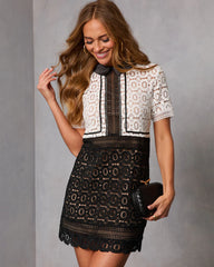 Slow Dance Contrast Lace Mini Dress