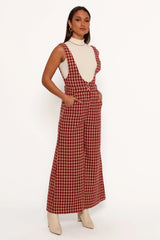 Jackson Jumpsuit Dark Red Houndstooth