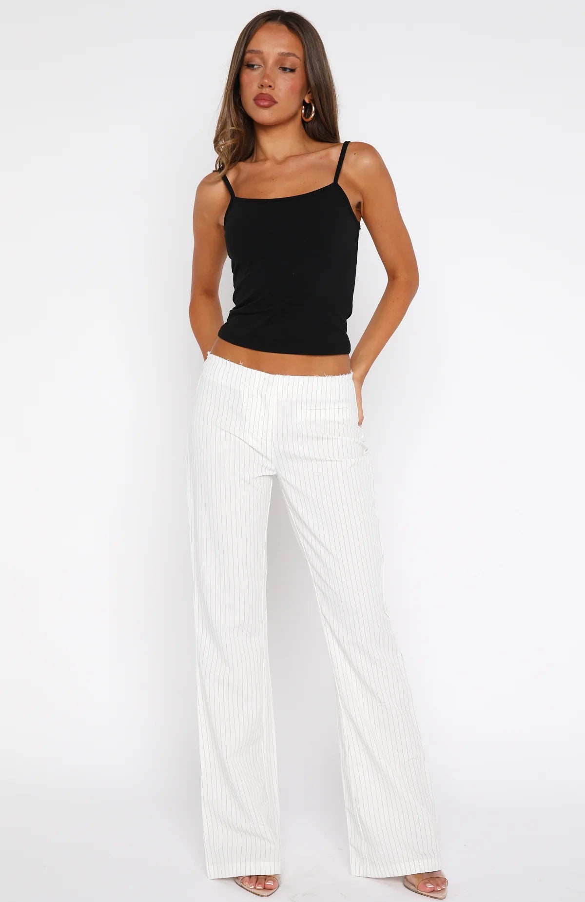 Getting You Close Pants White Pinstripe