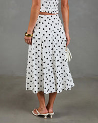 Spotted Dream Polka Dot Linen Blend Midi Skirt