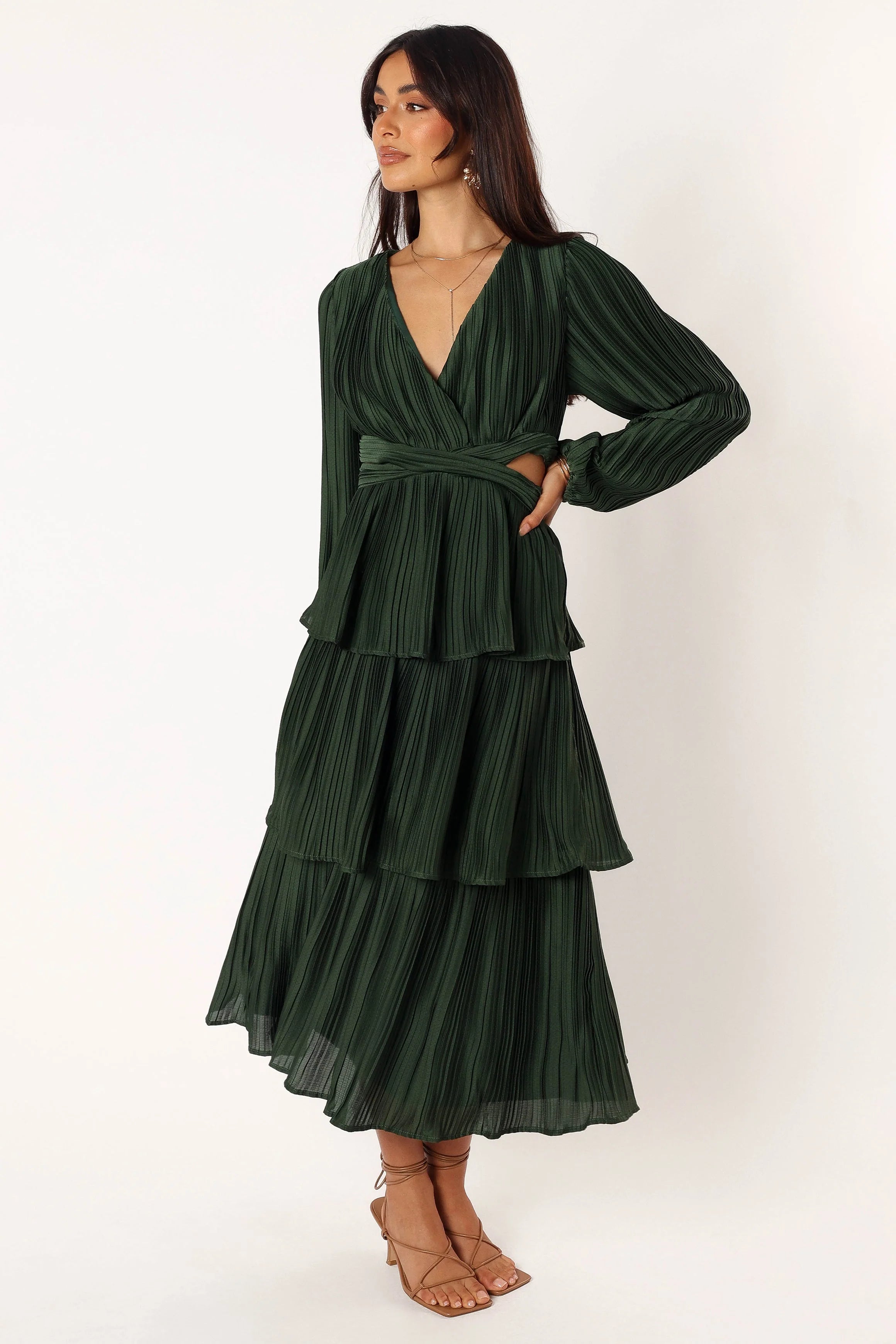 Pippa Long Sleeve Midi Dress Emerald