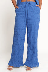 Katya Embroidered Pants Cobalt