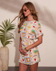 Berry Beachy Fruit Postage Stamp Print Mini Dress