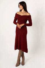 Deena Off Shoulder Midi Dress Red