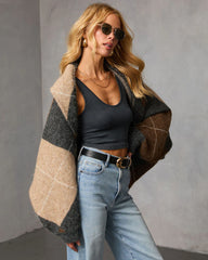 Marenne Cropped Argyle Print Cardigan