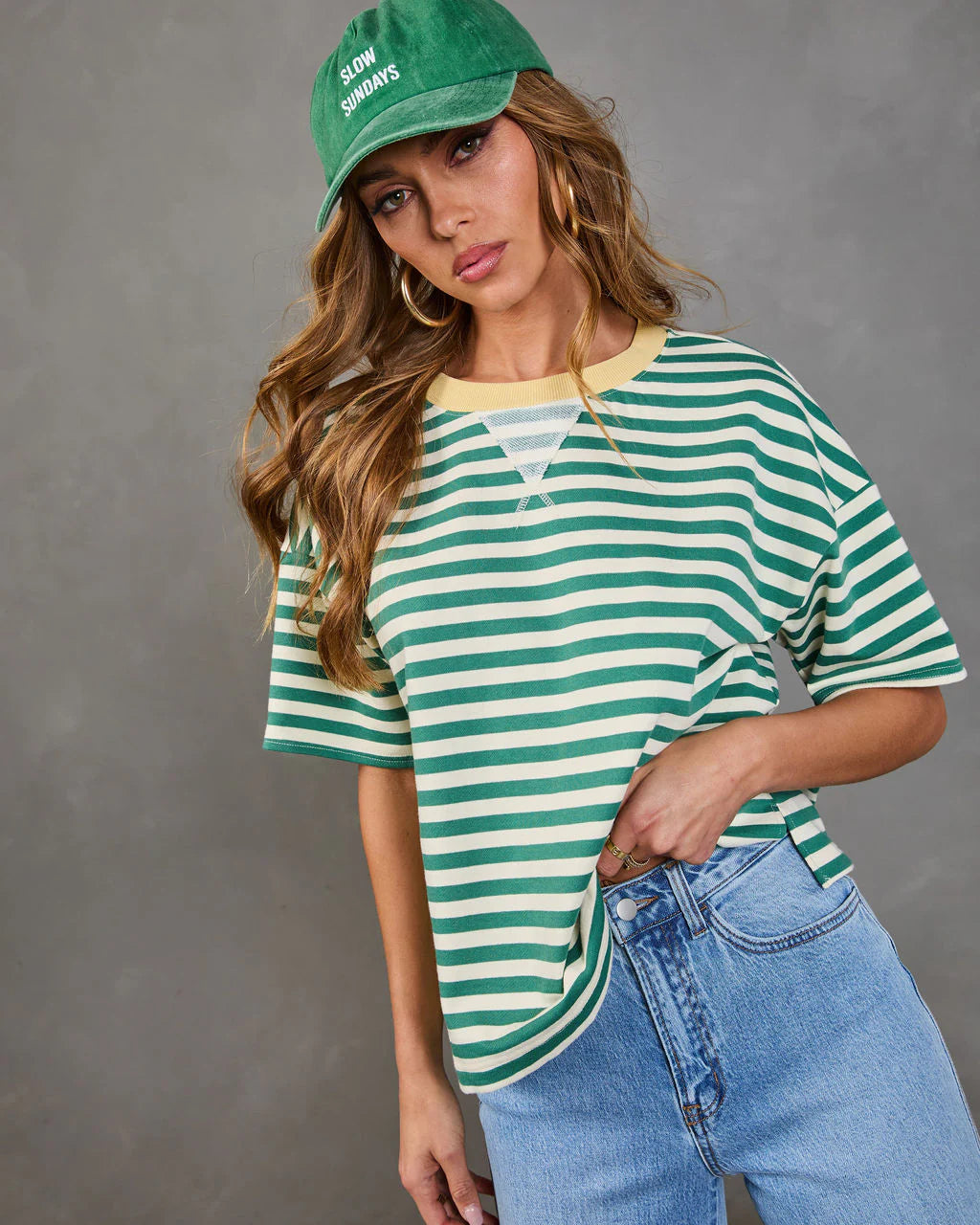 Whispering West Striped Oversized Top