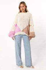 Koda Pattern Knit Sweater Pink Multi