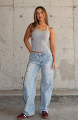 Athina Low Rise Wide Leg Jeans Light Blue