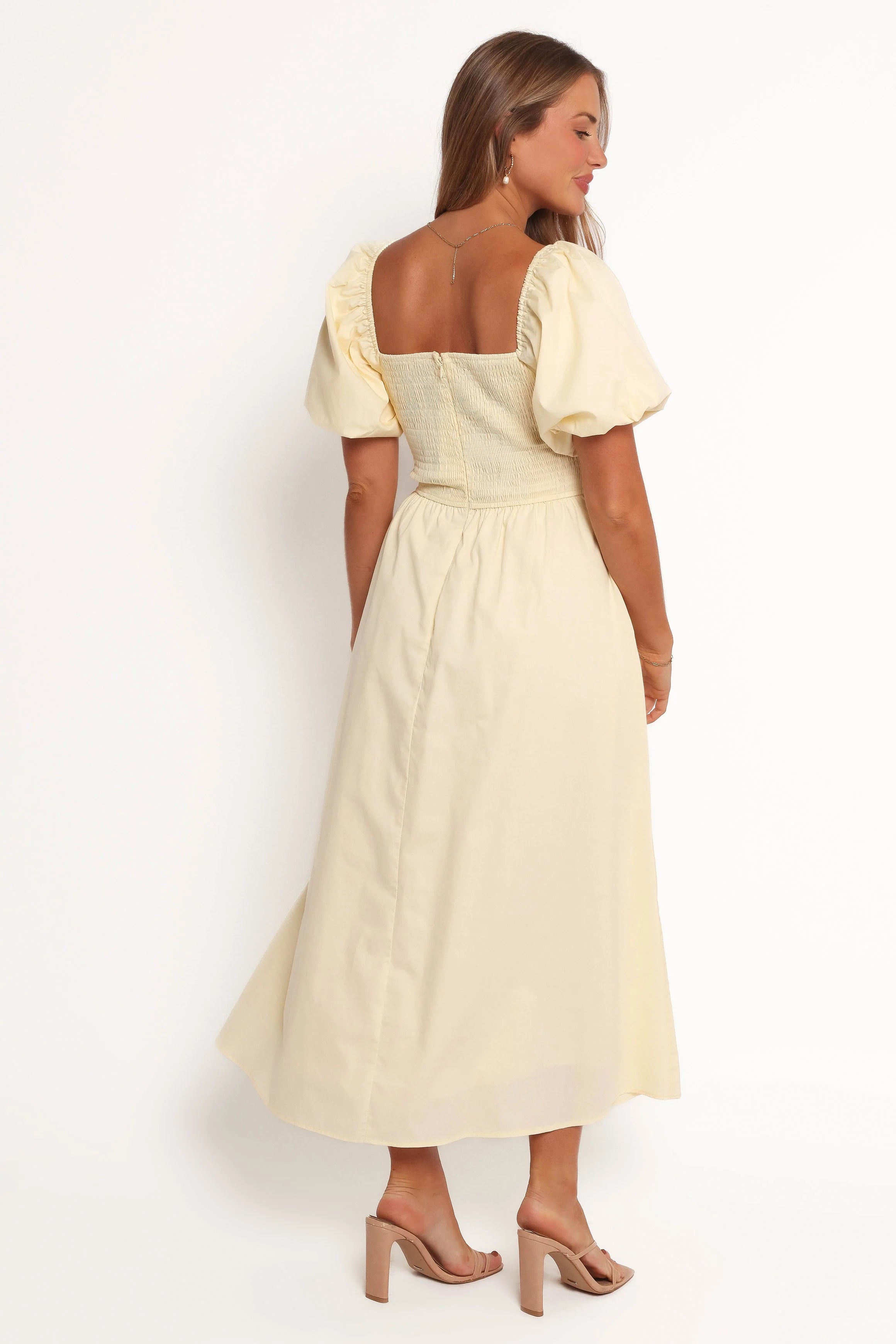 Clo Puff Sleeve Midi Dress Yellow