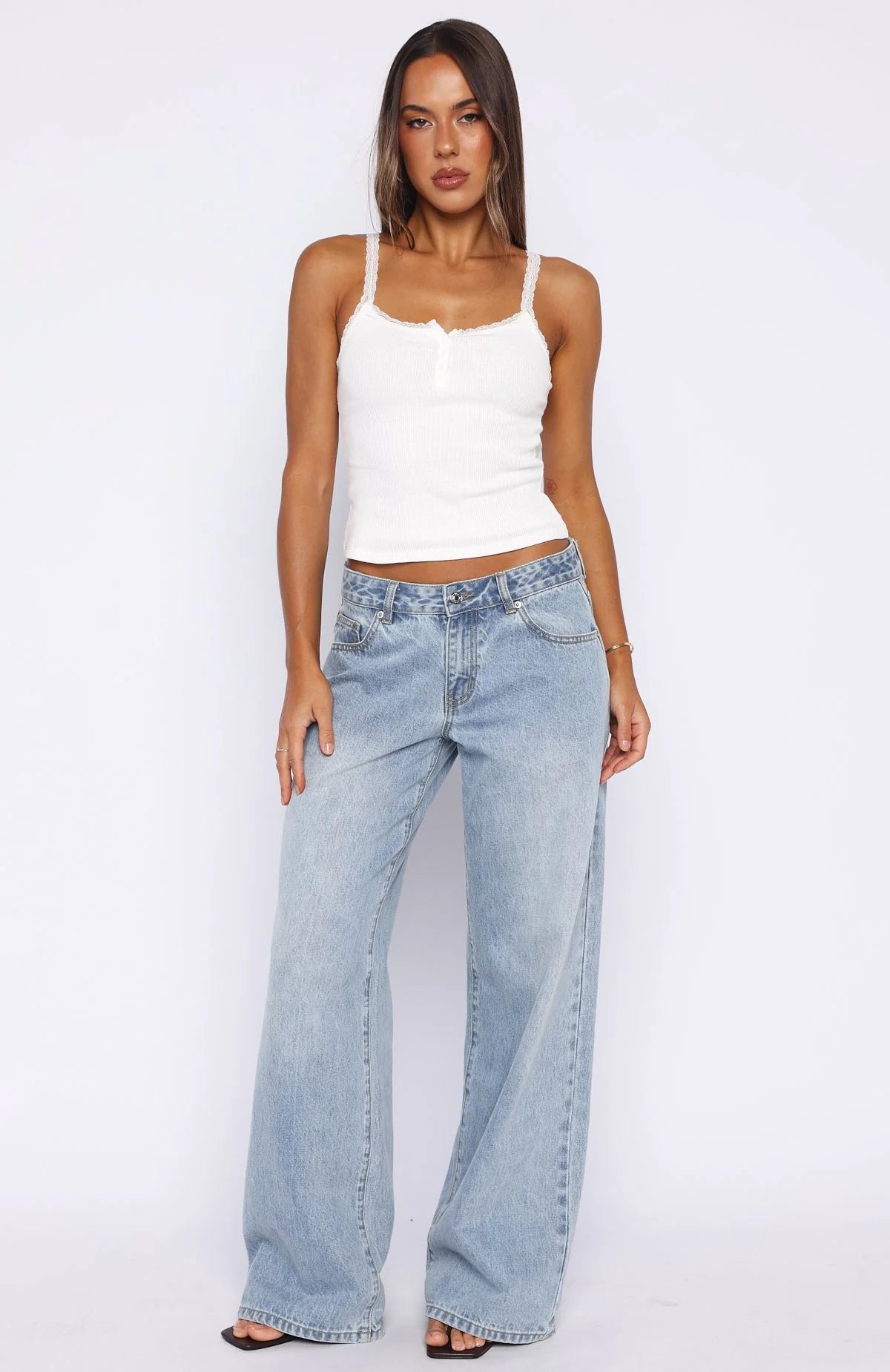 Holding On To You Lace Trim Top White
