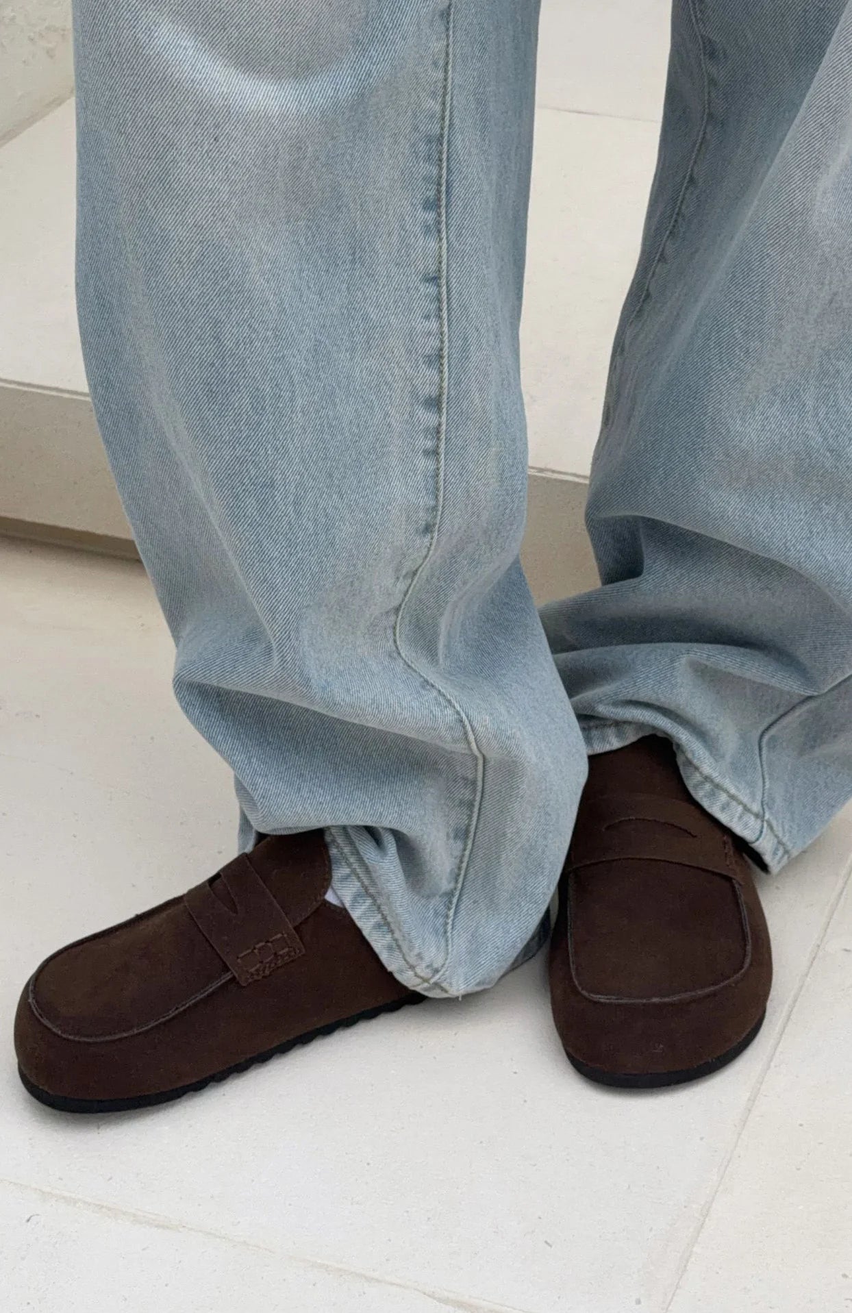 Cayson Loafer Slides Chocolate Faux Suede