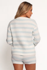 Ciaran Knitted Short Set Cream Blue