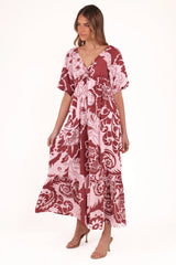 Shanae Maxi Dress Pink Brown Paisley