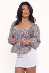Saphia Top Brown Gingham