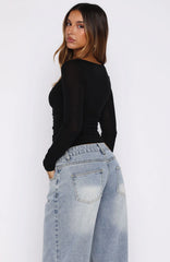 Never Took Me Serious Long Sleeve Top Black