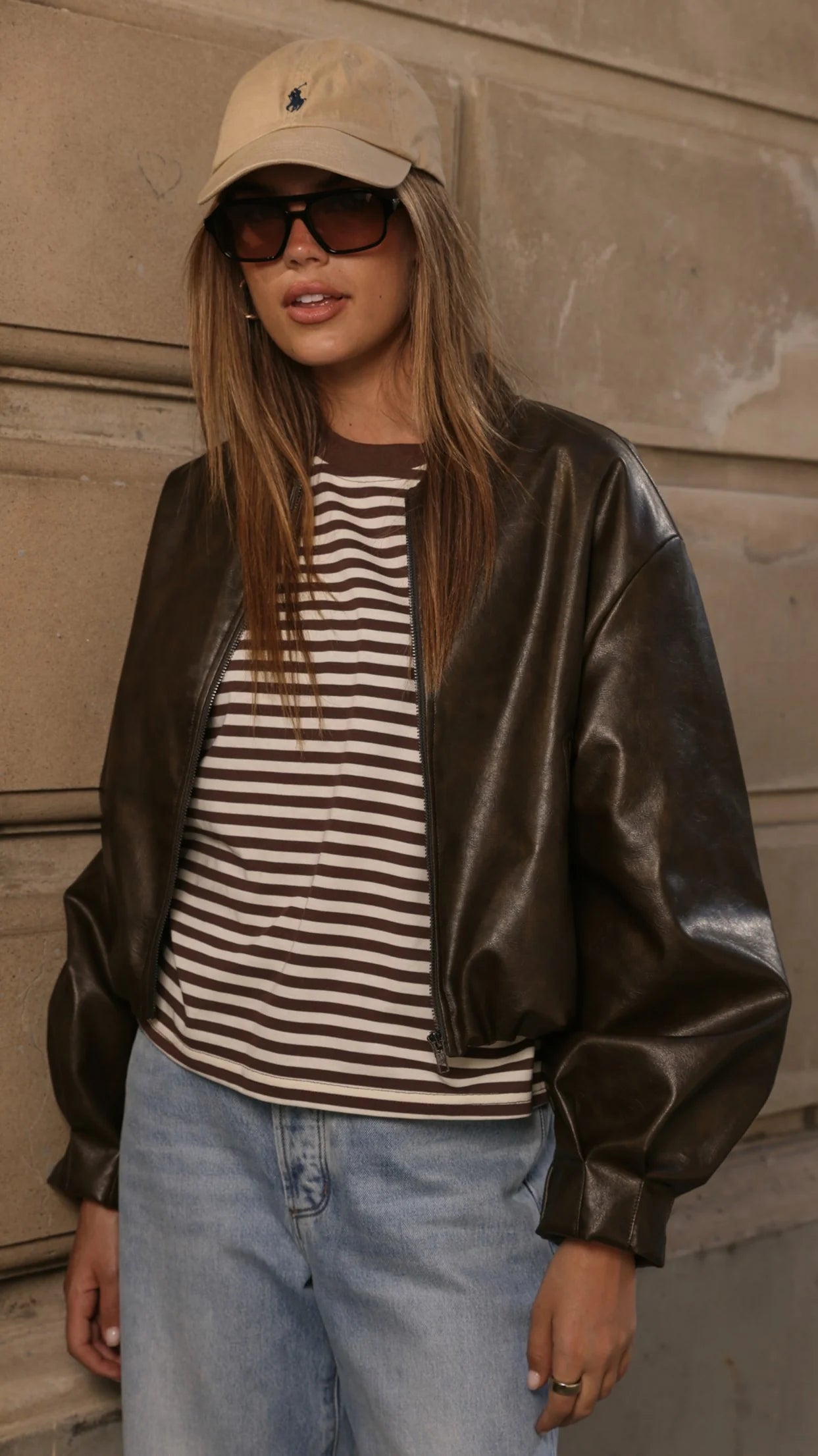 Solana Long Sleeve Top Choc White Stripe