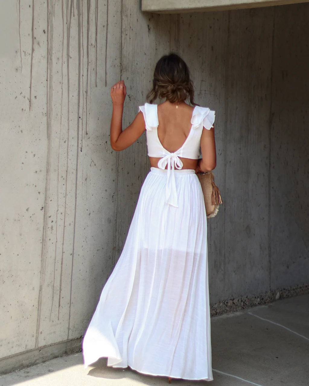 Soleil Cutout Ruffle Maxi Dress
